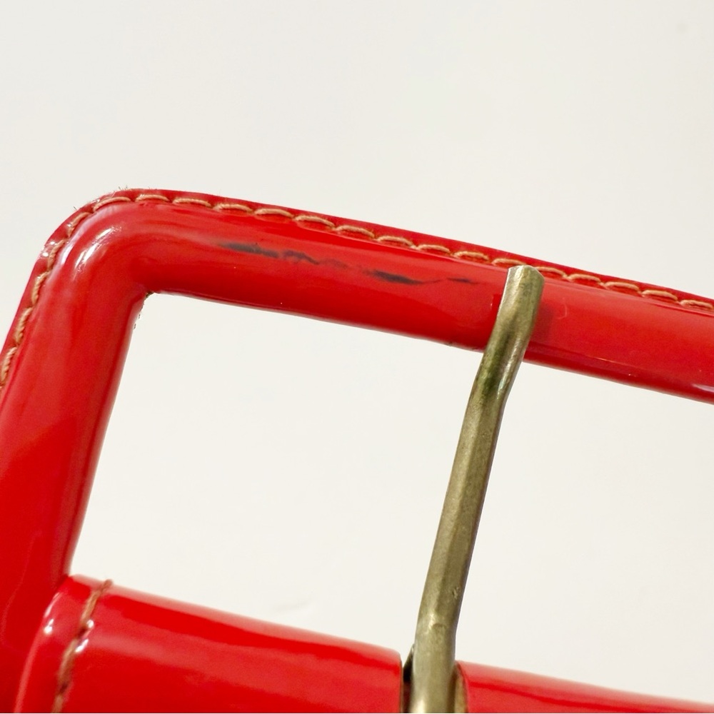 VINTAGE YVES SAINT LAURENT RED PATENT LEATHER BELT - Picture 5 of 7